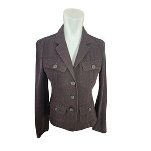 Philippe Adec Vintage 90s Y2K Wool Military Inspired Jacket Brown Sz 40/6